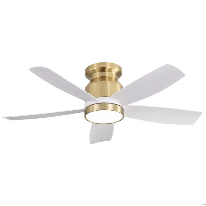 Ventilateur de plafond 42 pouces avec LED dimmable moteur DC réversible télécommande 6 vitesses ABS blanc doré