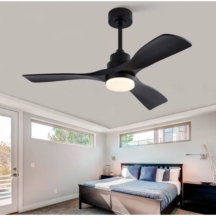 Ventilateur de plafond 42 pouces avec lumière LED intégrée et télécommande 3 pales - YEAVIO - noir mat