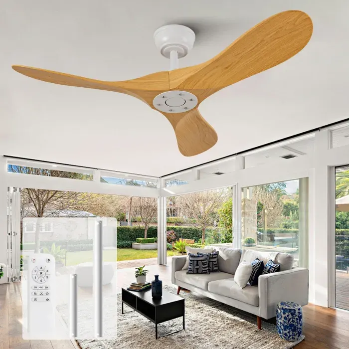 Ventilateur de plafond 42 pouces avec télécommande 6 vitesses 3 pales ABS moteur DC réversible sans éclairage