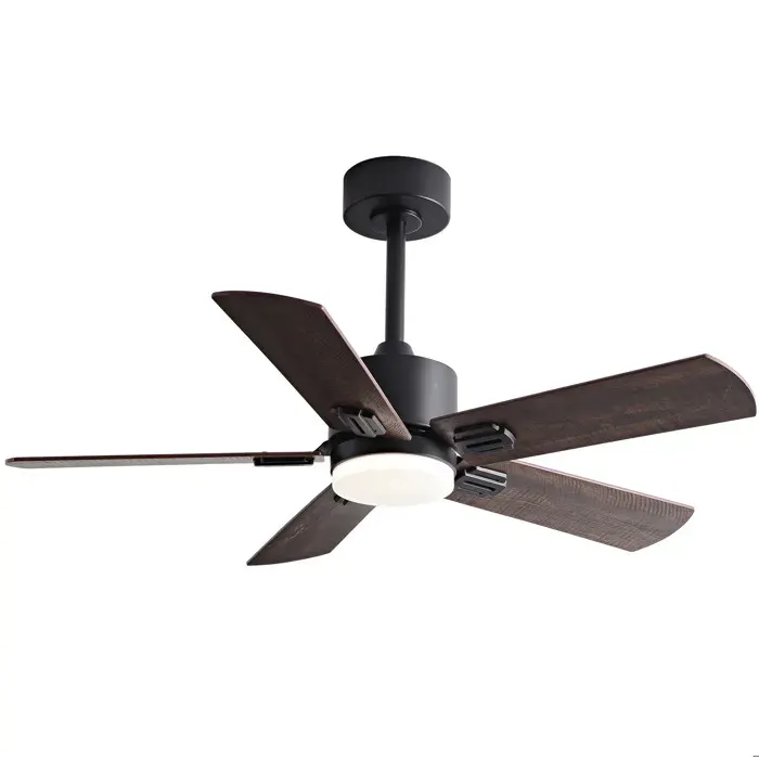 Ventilateur de plafond 42 pouces EVRYAE avec éclairage LED 20W télécommande 6 vitesses réversible noir noyer