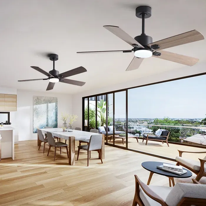 Ventilateur de plafond 42 pouces LED à 6 vitesses réversible avec télécommande - MEUNIQ - Métal Noir 107 cm