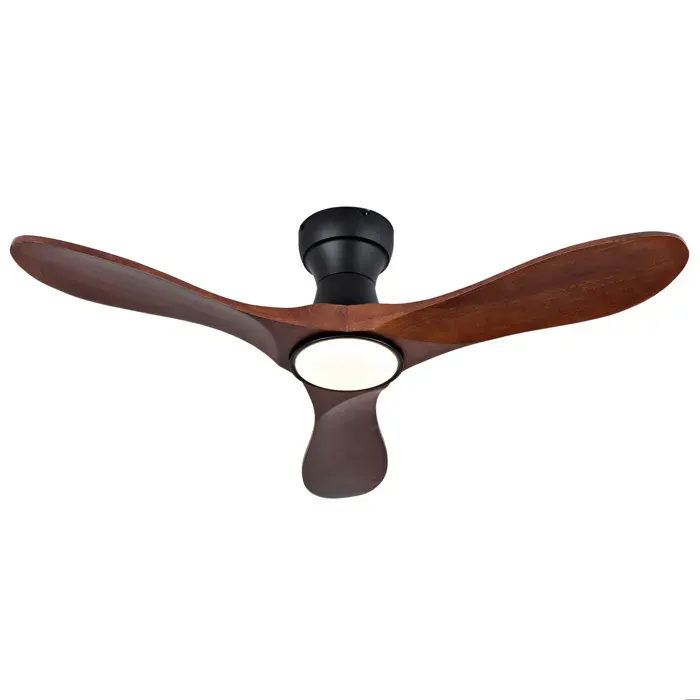 Ventilateur de plafond 42 pouces LED intégrée télécommande 6 vitesses réversible minuterie 1/4/8 h bois noir TYNQER
