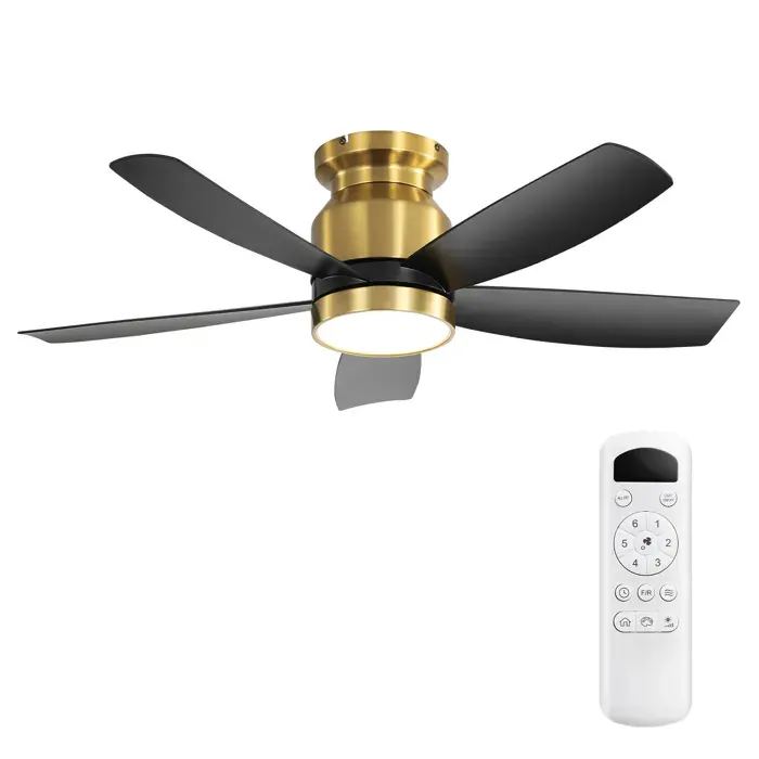 Ventilateur de Plafond 42 Pouces Moteur DC Réversible Silencieux avec Lumière LED Dimmable 6 Vitesses Télécommande 5 Pales ABS Blanc