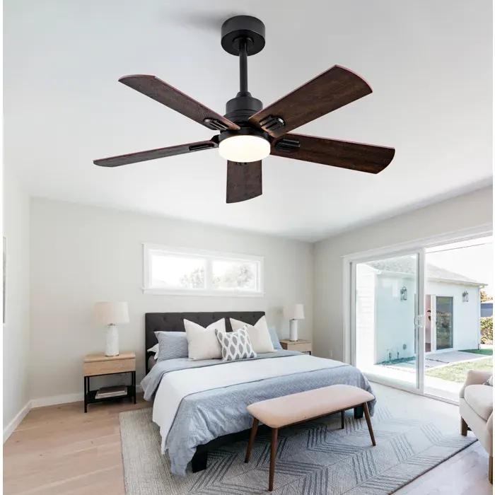 Ventilateur De Plafond 42 Pouces Noir Brasseur D Air LED FloraGrace Pour Chambre Ou Salon Réversible Télécommande 107x33/457cm