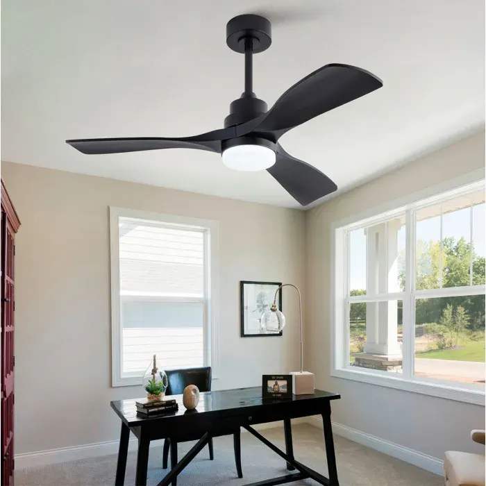 Ventilateur De Plafond 42 Pouces noir LED dimmable télécommande 6 vitesses moteur DC silencieux