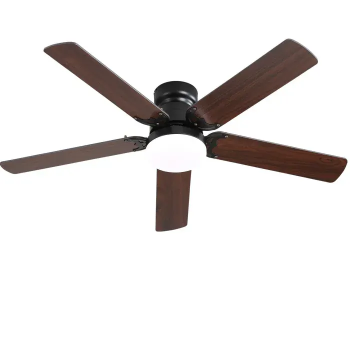 Ventilateur de plafond 42 pouces noir mat avec LED 18W télécommande moteur DC réversible et 6 vitesses
