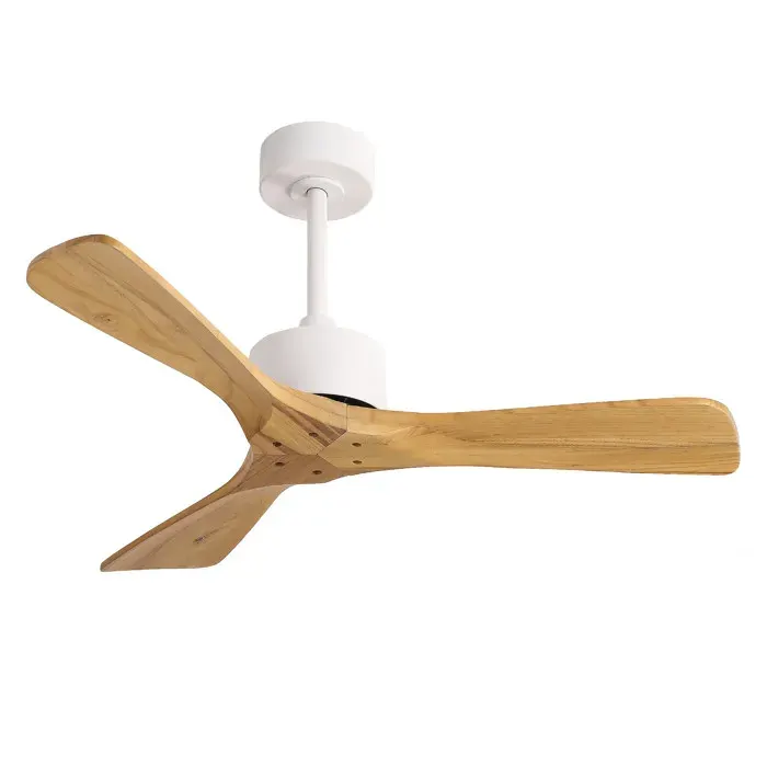 Ventilateur de plafond 42 pouces sans lumière 3 pales bois télécommande moteur DC réversible silencieux 6 vitesses JOINERY