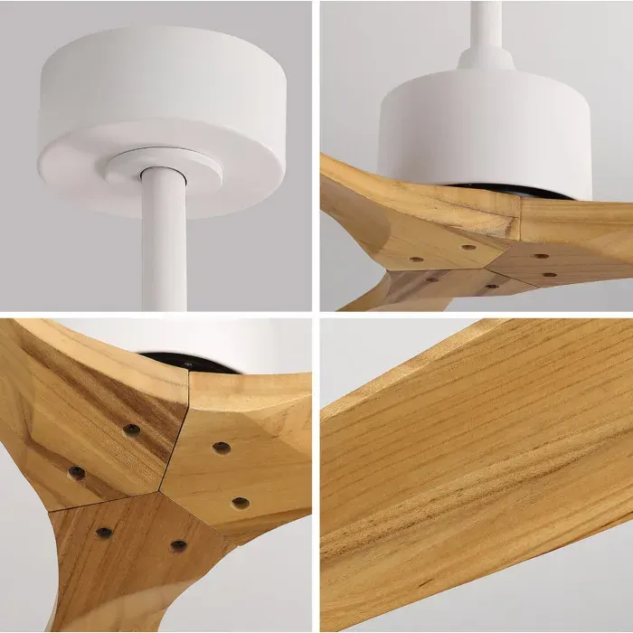 Ventilateur de plafond 42 pouces sans lumière 3 pales en bois télécommande moteur DC réversible silencieux