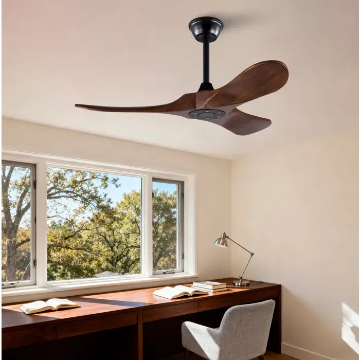 Ventilateur De Plafond 42 Pouces sans lumière 6 vitesses télécommande bois noyer foncé et noir