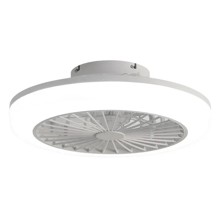 Ventilateur de plafond 46 cm avec lumière télécommande moteur réversible silencieux ABS blanc