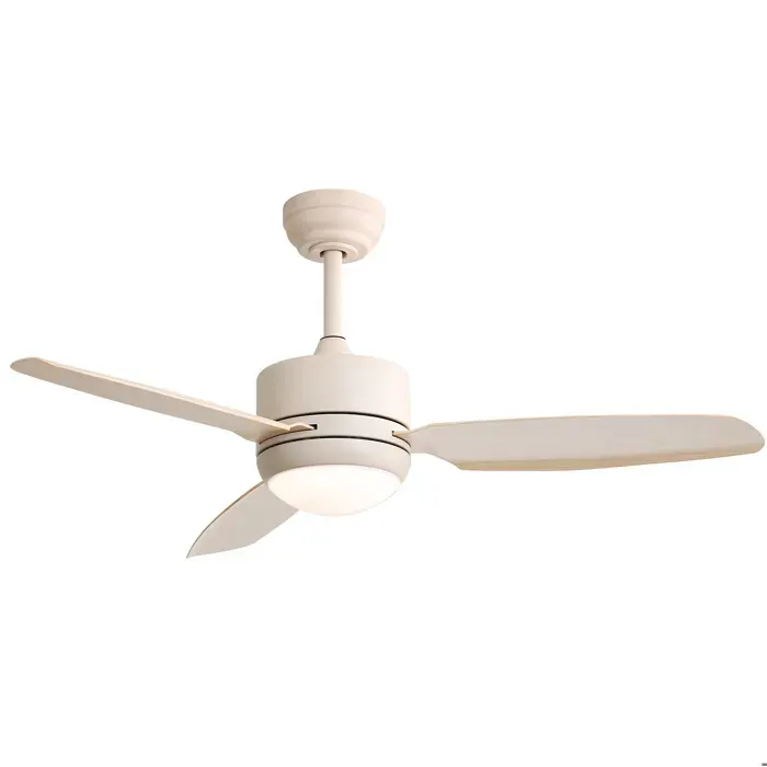 Ventilateur de plafond 46 pouces avec lumière LED 18W télécommande 6 vitesses moteur DC réversible ABS off-white