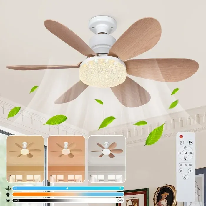 Ventilateur de plafond 52 cm 40 W avec LED dimmable 2000 lm E27 - 3 vitesses - télécommande