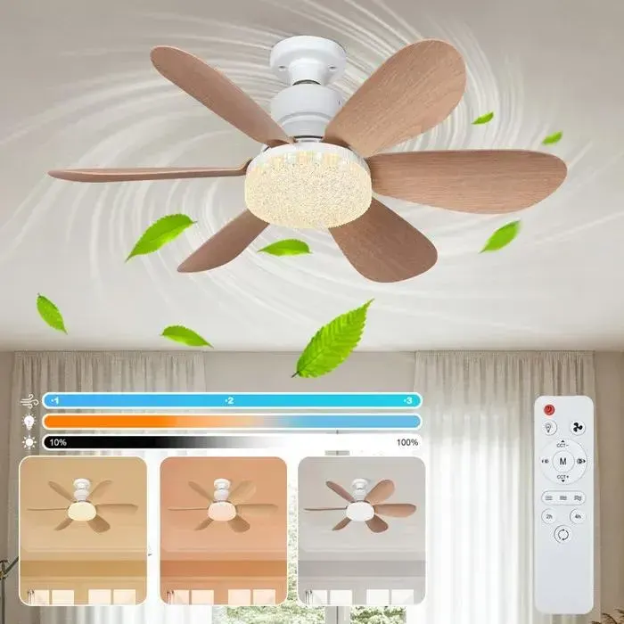 Ventilateur de plafond 52 cm 40W LED dimmable 2000 lm E27 - 3 vitesses télécommande — coloris Blanc