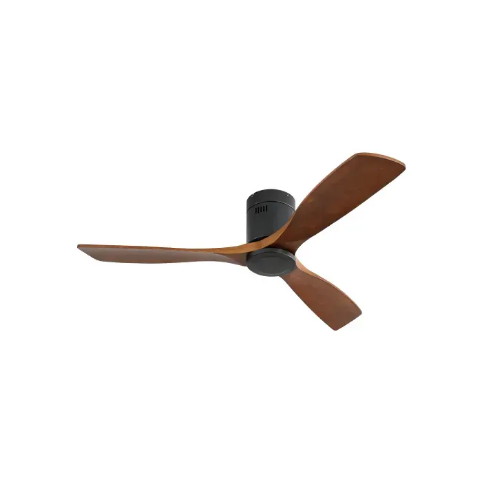 Ventilateur de Plafond 52 DC Silencieux Pales en Bois Massif Moteur Réversible Été/Hiver Télécommande Noir