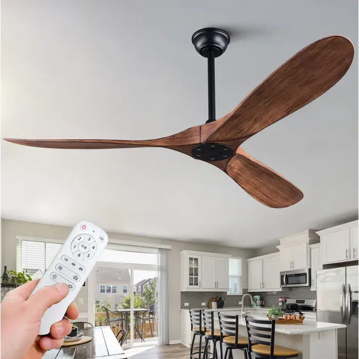 Ventilateur De Plafond 52 Pouces 6 vitesses moteur DC réversible silencieux noir noyer foncé