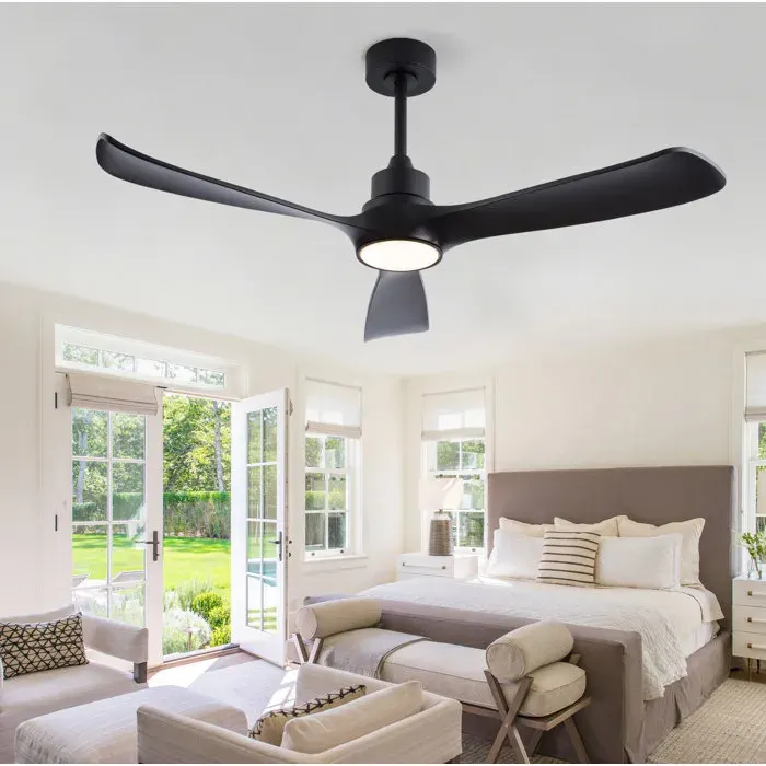 Ventilateur De Plafond 52 Pouces avec LED 6 vitesses moteur DC réversible ABS noir