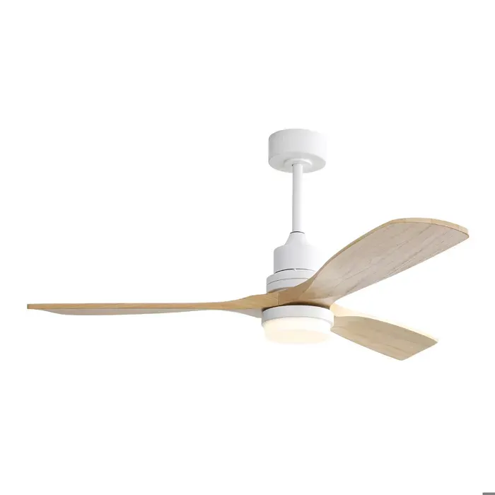 Ventilateur de plafond 52 pouces LED 18W dimmable 3 températures 3 pales en bois télécommande 6 vitesses moteur DC réversible