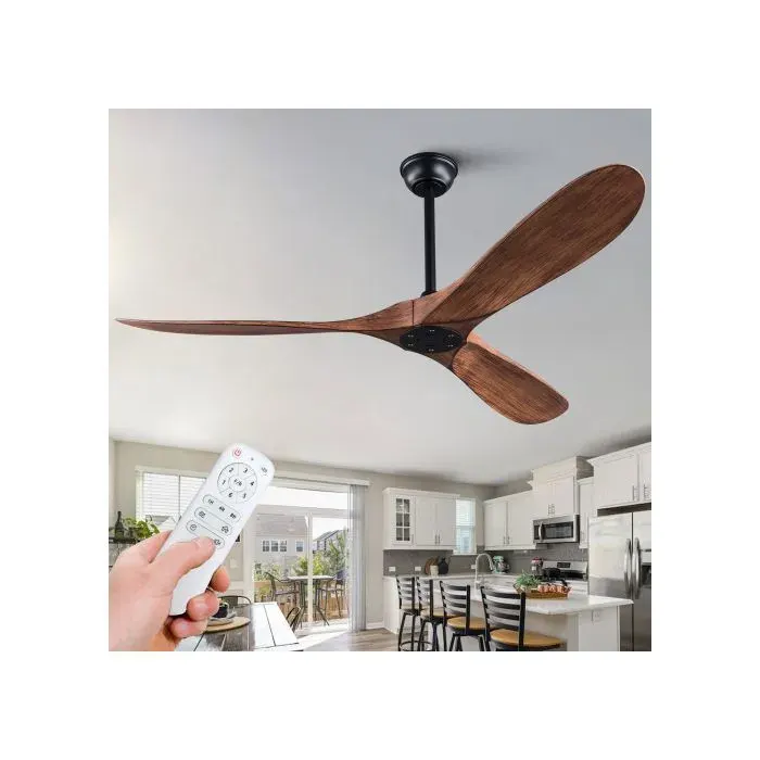 Ventilateur de plafond 52 sans éclairage 6vitessesmoteurCC silencieux réversible télécommandeintérieur/extérieurstyle ferme