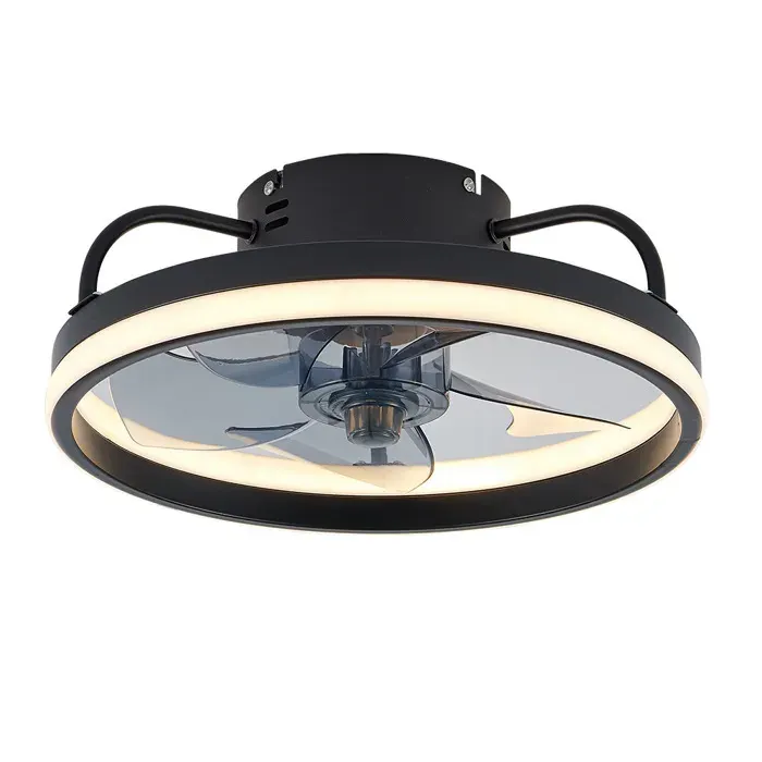 Ventilateur de plafond 55 W 6 vitesses de ventilation 3 températures de couleur avec télécommande minuterie silencieux noir