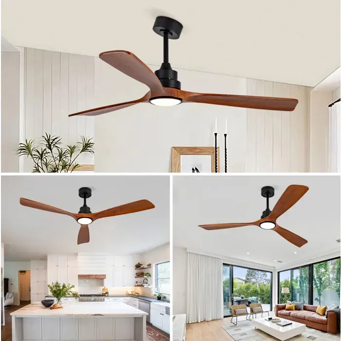 Ventilateur de plafond 60 pouces avec lumière LED télécommande 3CCT 6 vitesses mémoire noir ORVRYN — coloris Blanc