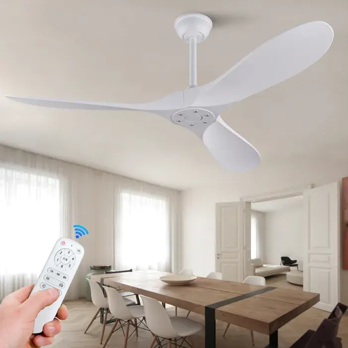 Ventilateur de plafond 60 pouces sans lumière - MEUNIQ - télécommande moteur DC réversible ABS blanc