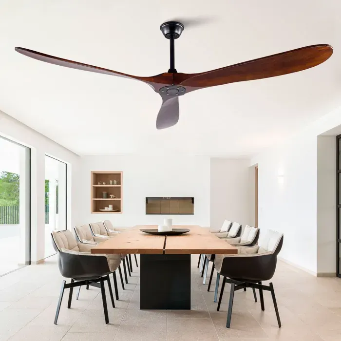 Ventilateur De Plafond 70 Pouces Sans Lumière Ventilateur Bois FloraGrace Pour Salon Avec Télécommande 183x183x32cm