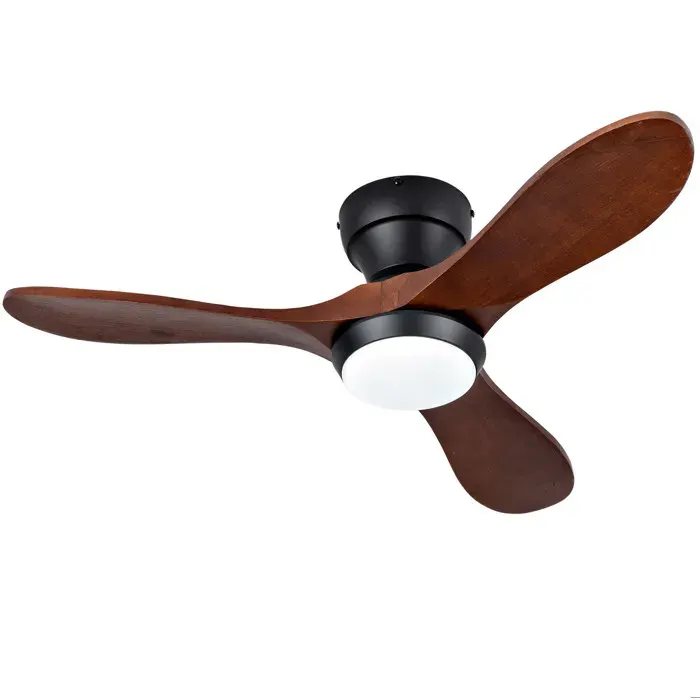 Ventilateur de plafond 90 cm avec LED télécommande 6 vitesses noir et dark walnut