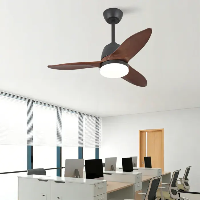 Ventilateur de Plafond Ø 91 cm avec Lampe Dimmable - Moteur DC Silencieux de 6 Vitesses - 3 Pales en Érable Massif Réversible
