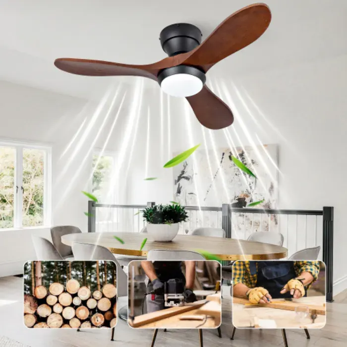 Ventilateur de plafond 91cm 36 pouces en bois massif3 pales solides éclairage 3CCT réglable6 vitesses ro VENTILATEUR DE PLAFOND