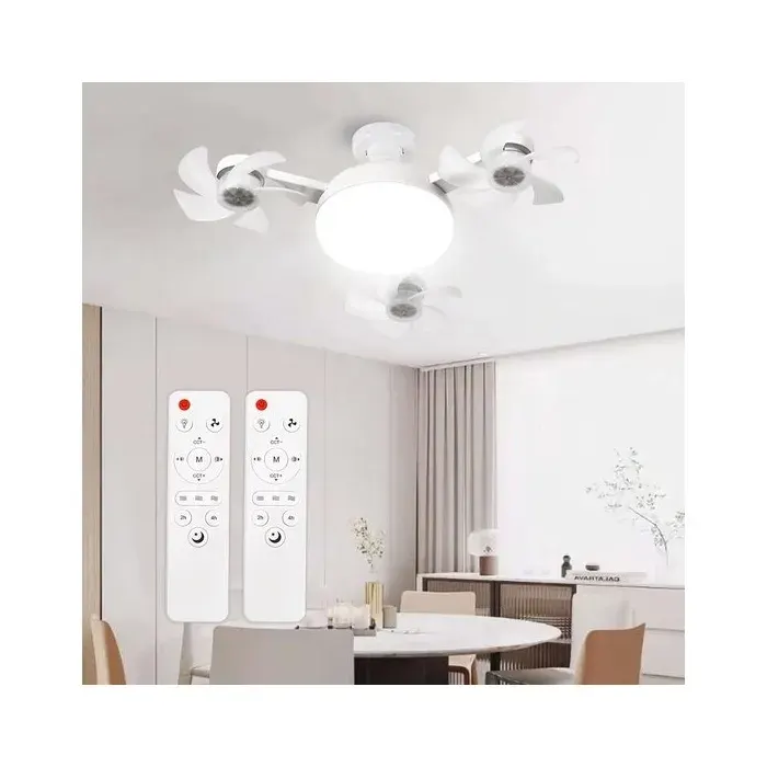Ventilateur de plafond à 3 vitesses avec lampe et télécommande intensité variable fixation par vis installation facile