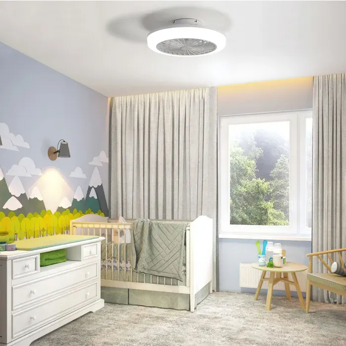 Ventilateur de plafond à LED 46cm 6 Vitesses Dimmable Eclairage 3 Couleurs avec télécommande été/hiver pour salon chambre