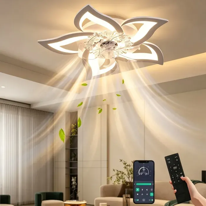 Ventilateur de plafond à LED 50W 6 Vitesses Minuterie 2h Silencieux Télécommande avec Dimmable Eclairage 3 Couleurs - Blanc