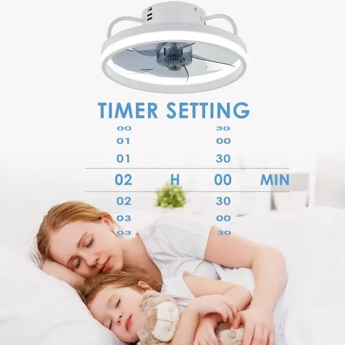 Ventilateur de Plafond à LED 6 Vitesses Fan Silencieux avec Dimmable Eclairage Lampe