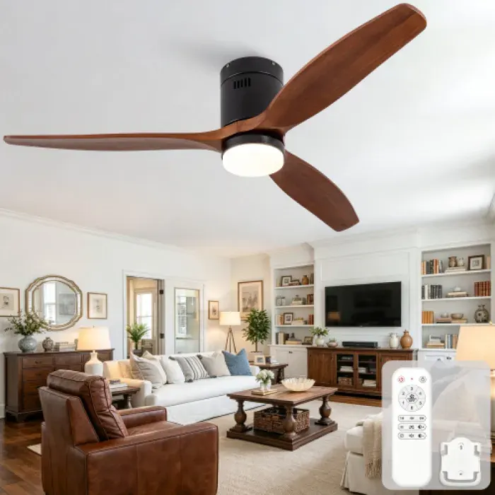 Ventilateur de plafond à LED décoratif 52 pouces 132cm éclairage 3CCT à intensité ajustable moteur CC réve VENTILATEUR DE PLAFOND — coloris Noir
