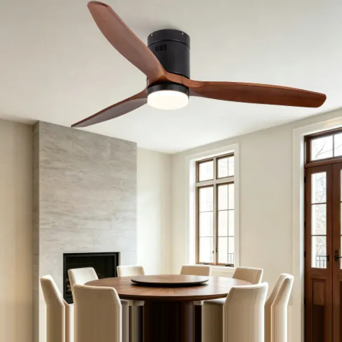 Ventilateur de plafond à LED design intérieur 132cm bois massif tube droit structuré éclairage 3CCT modula VENTILATEUR DE PLAFOND — coloris Noir