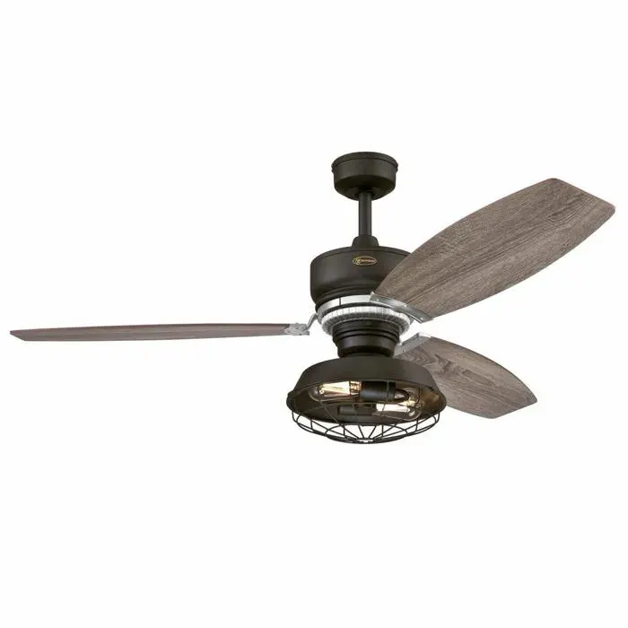 Ventilateur de plafond à LED dIntérieur Lighting Welford de 137 cm en Bronze Patiné avec Télécommande déclairage et de Ventilate