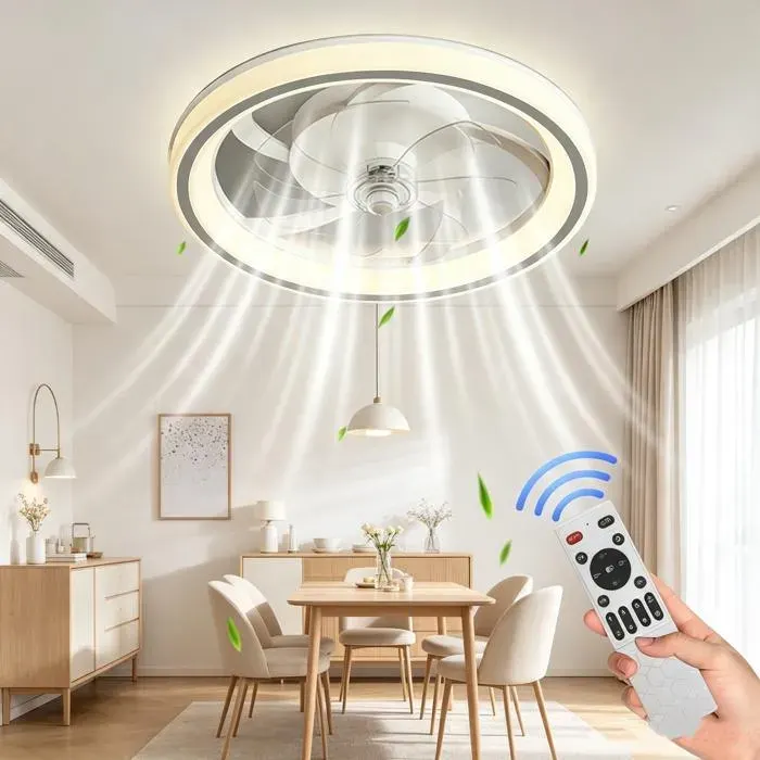 Ventilateur de plafond à LED - Fan Ø 48 cm - 6 Vitesses - Télécommande - Minuterie - 3 couleurs - 88W Plafonnier silencieux LED