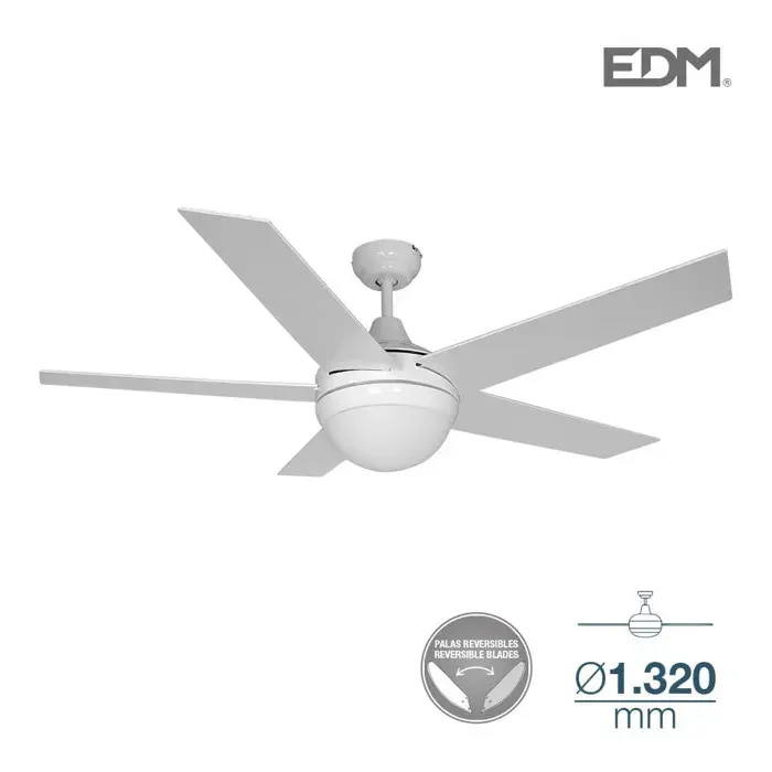 Ventilateur de plafond ADRIATICO - EDM - 130cm - 2xE14 40W - Blanc/Chrome