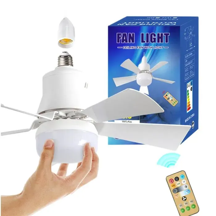 Ventilateur de plafond - AIMOONSA - E27 - Télécommande incluse - 3 vitesses - 3 couleurs — coloris Blanche