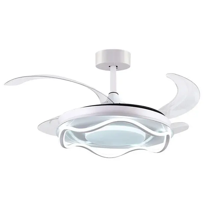 Ventilateur de plafond ANTEA blanc 4 pales escamotables 80W LED 300040006000K H35xP.108/50cm
