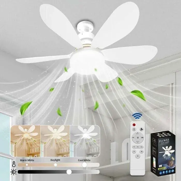 Ventilateur de plafond - ARTICLES DUSAGE QUOTIDIEN - Modèle standard - 40W E27 - 6 pales - Télécommande dimmable