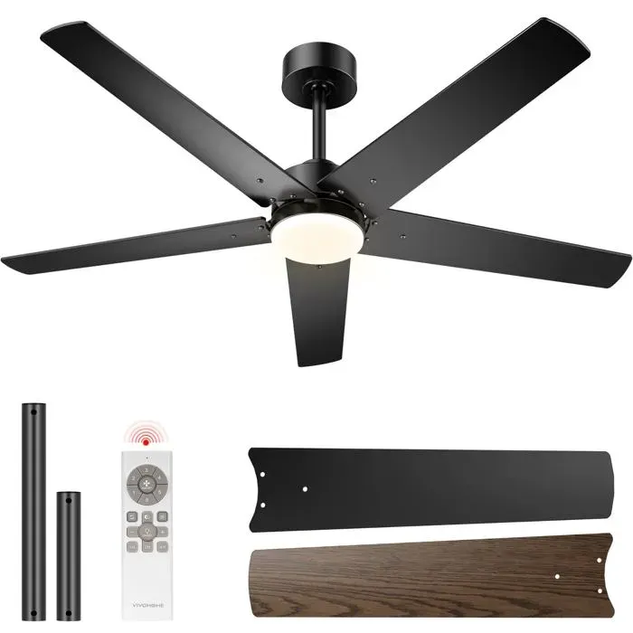 Ventilateur de plafond - AUTREMENT - HE - 132 cm - 5 pales réversibles - Moteur DC dimmable LED