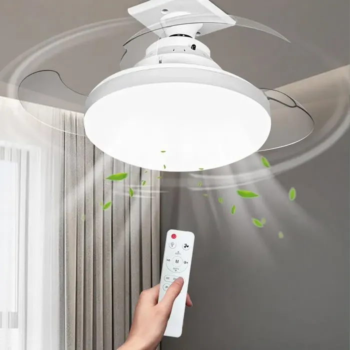 Ventilateur de plafond avec éclairage 15 pouces intensité variable 3 températures déclairage télécommande et application