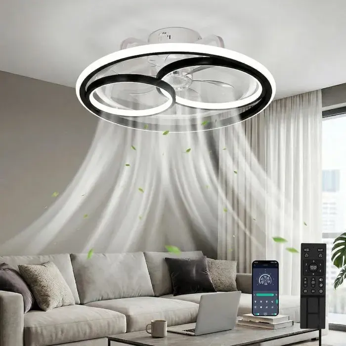 Ventilateur de Plafond avec Éclairage 3 Températures de Couleur et 6 Vitesses LED avec Lampe Silencieux et à Intensité Variable