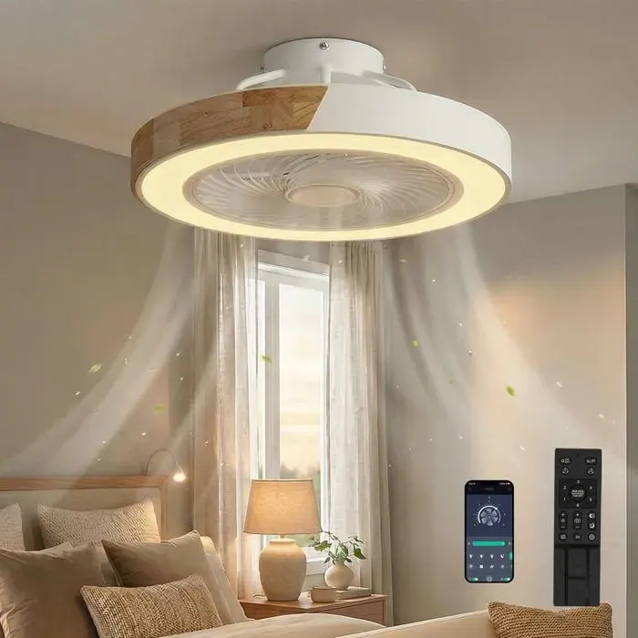 Ventilateur de plafond avec éclairage 3 températures de couleur et 6 vitesses ventilateur de plafond LED avec lampe silencieux