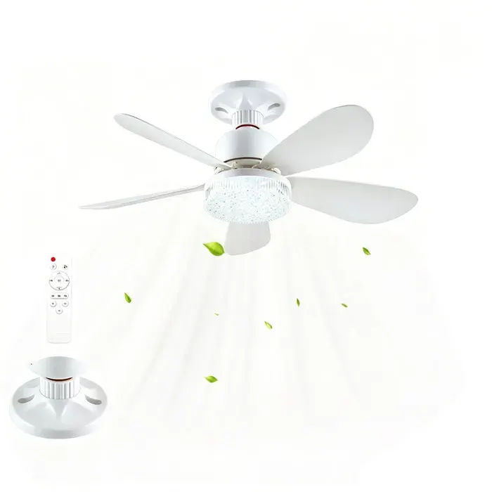 Ventilateur de plafond avec éclairage 5 pales40W 52cm3 VitessesLED Ventilateur Dimmable Plafonnier avec TelecommandeBlanc