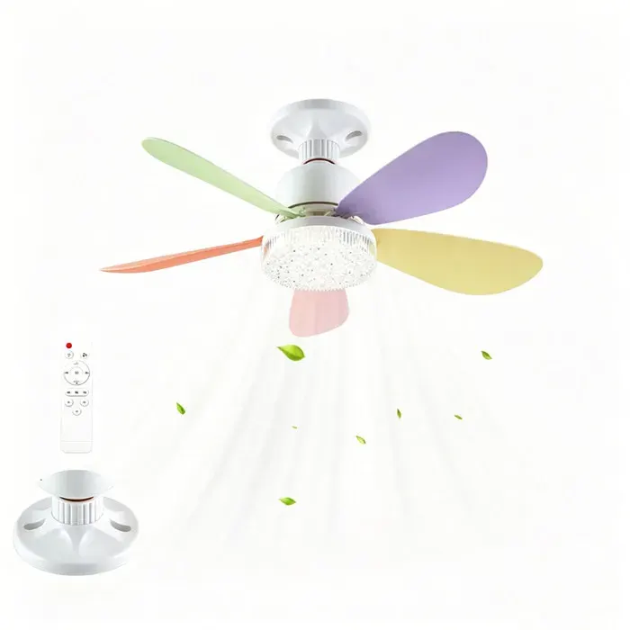 Ventilateur de plafond avec éclairage 5 pales40W 52cm3 VitessesLED Ventilateur Dimmable Plafonnier avec Telecommandemulticolore