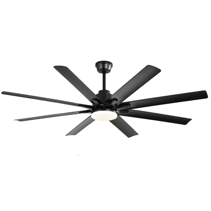 Ventilateur de plafond avec éclairage - 52 pouces - 8 pales en ABS - Noir - Fonction réversible été/hiver