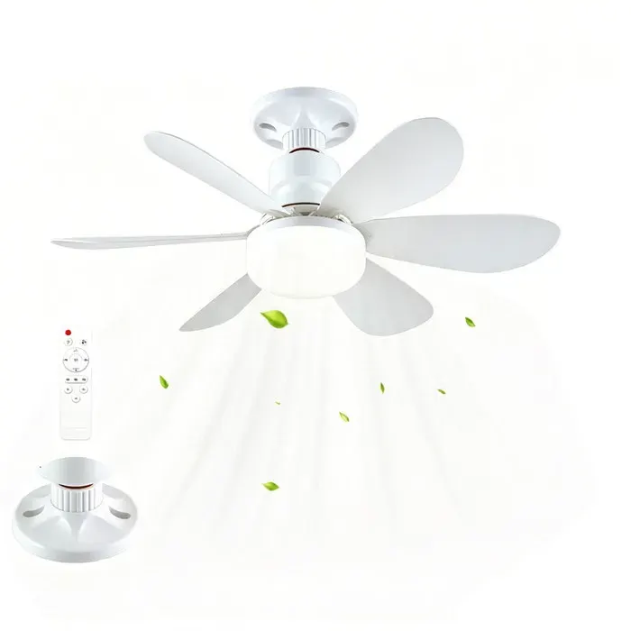 Ventilateur de plafond avec éclairage 6 pales30W 42cm3 VitessesLED Ventilateur Dimmable Plafonnier avec TelecommandeBlanc