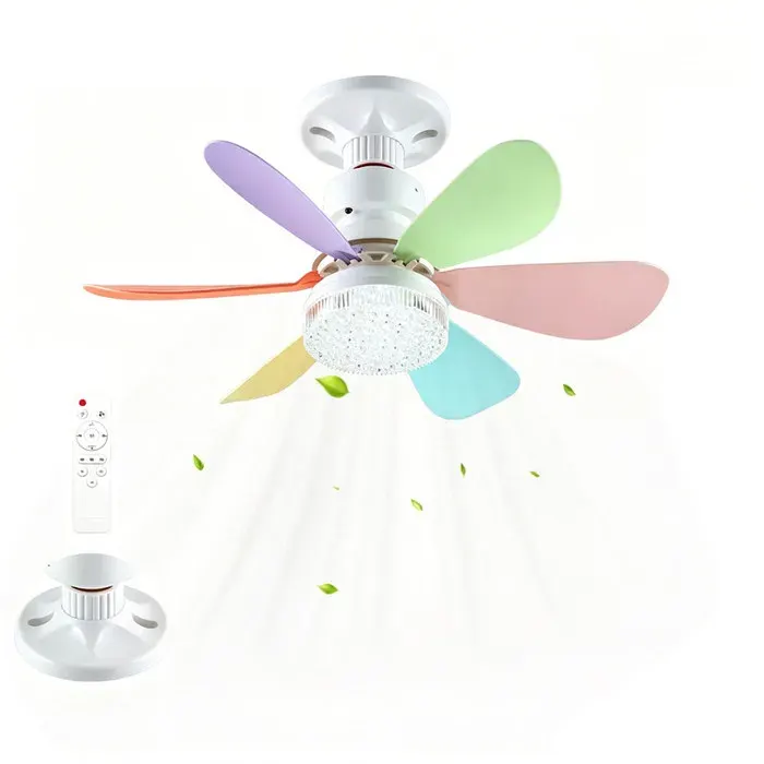 Ventilateur de plafond avec éclairage 6 pales30W 42cm3 VitessesLED Ventilateur Dimmable Plafonnier avec Telecommandemulticolore